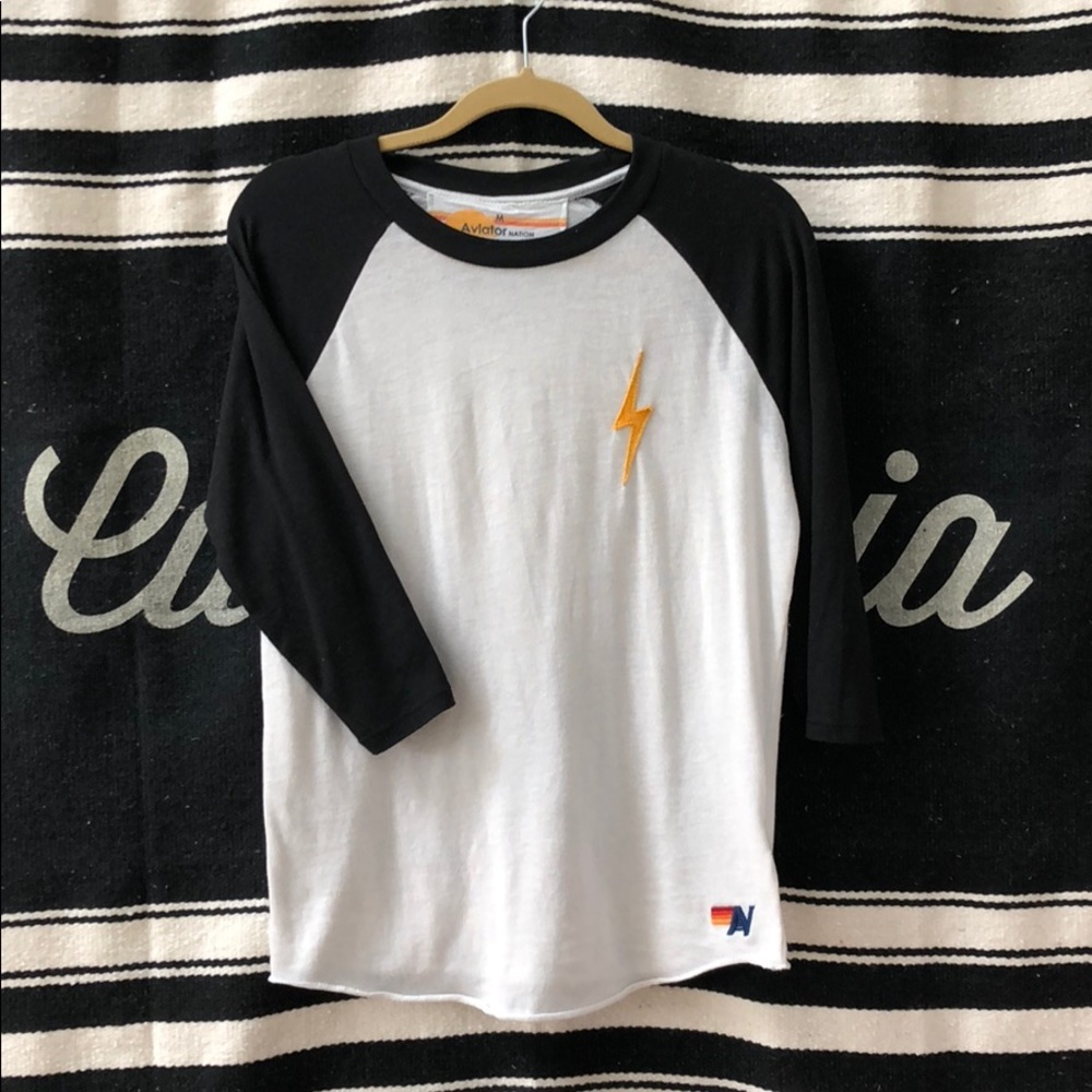 Aviator Nation Bolt Raglan Baseball Tee-Worn Once